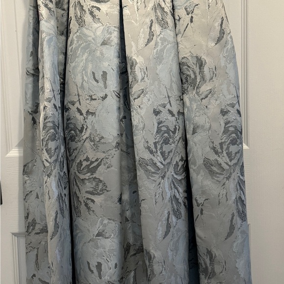 Alex Evening Floral Jacquard Sleeveless Ball Gown with Pockets - Picture 2 of 5